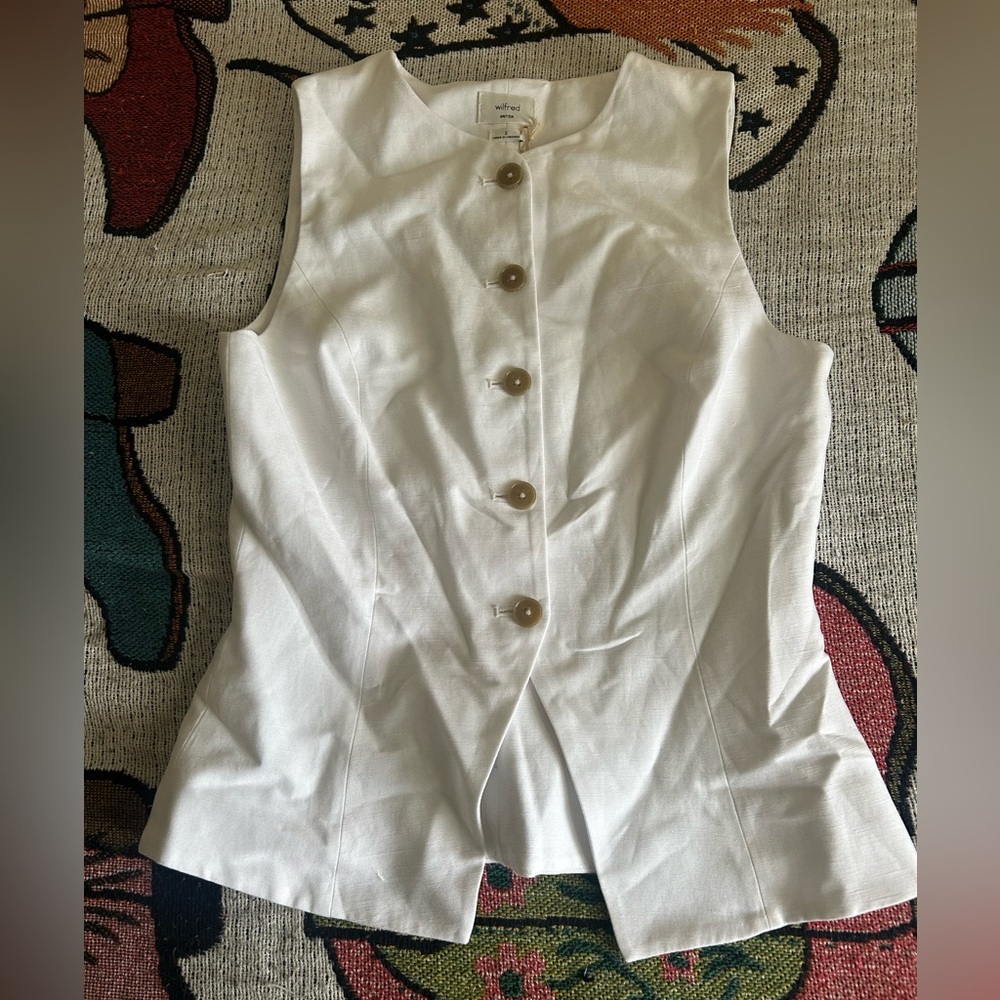 Aritzia Wilfred Regal Linen Vest NWT - Picture 3 of 7